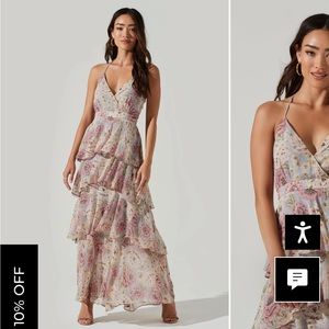 Rosana Floral Tiered Ruffle Maxi Dress Astr